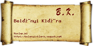Belányi Klára névjegykártya